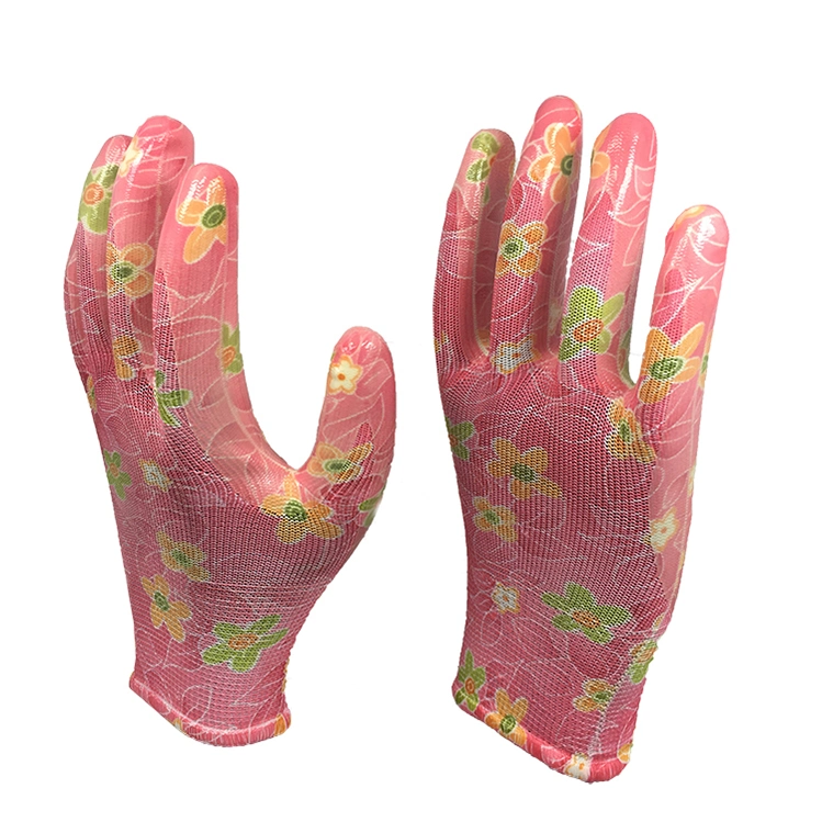 Gloves Garden Line Gardening Gloves Lady′ S Nitrile Coated Garden Gloves Factory Supply