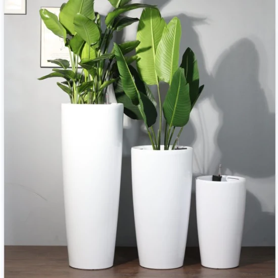 Vasi da fiori moderni per interni. Vaso per piante in plastica per la decorazione esterna con auto